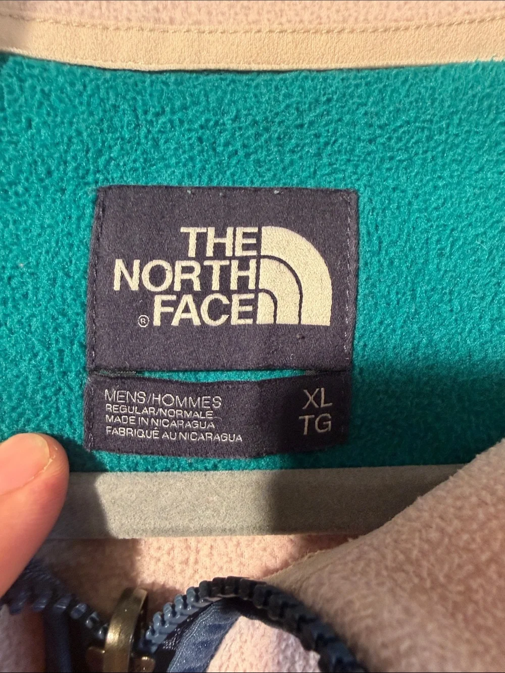 The North Face Men's Teal, Navy & Light Pink Fleece Jacket XL